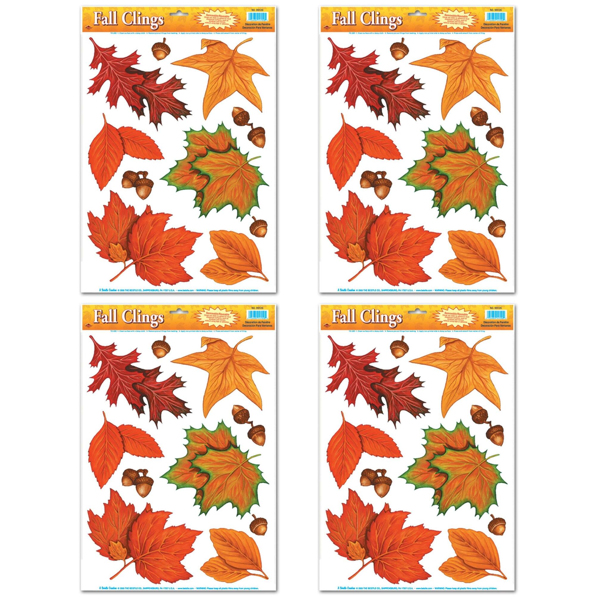 Beistle Fall Leaf Cling Packs, 4ct.